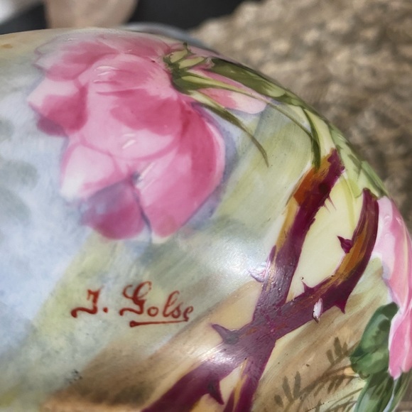 Rare Antique Limoges floral hand painted cider pitcher - Picture 5 of 10